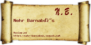 Nehr Barnabás névjegykártya